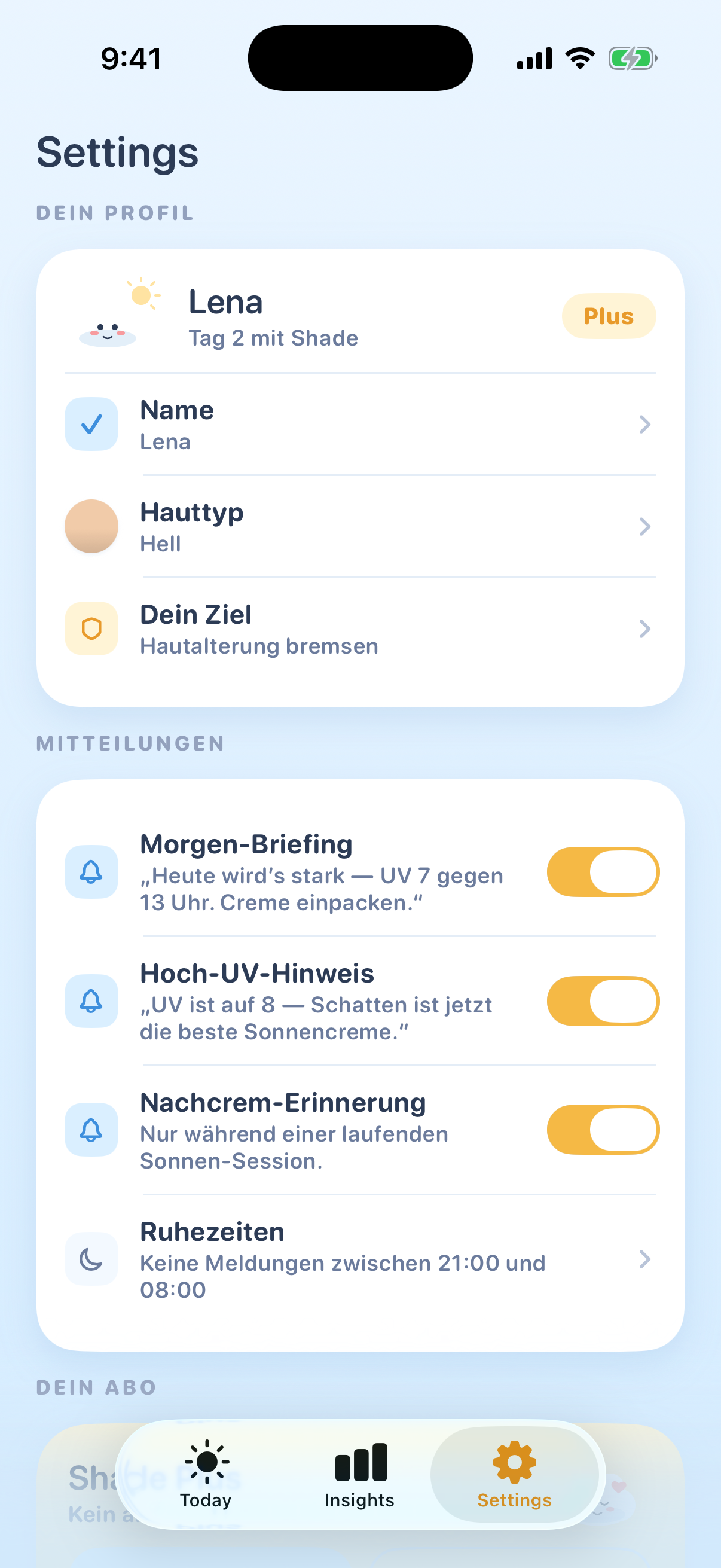 Reminder settings