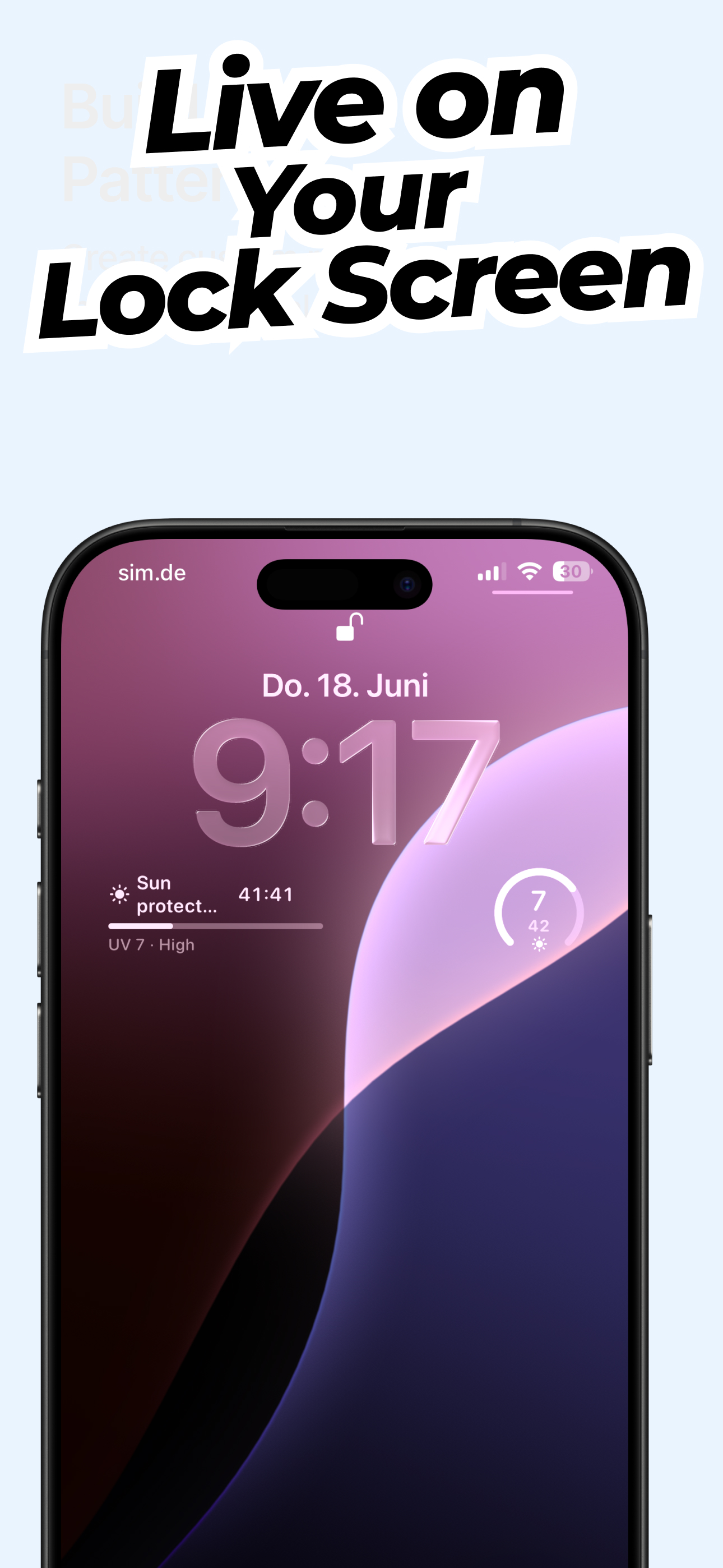 Live UV widget on the lock screen
